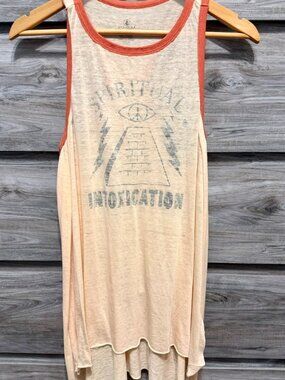 Volcom “Spiritual Intoxication” Halter Tank Top | Small | Ivory Boho Graphic Tee